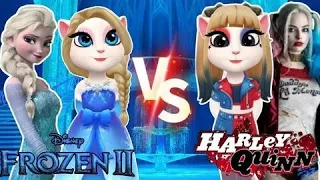 My talking Angela 2  😽  Elsa vs Harley Quinn  🧊 makeover 💄 #cosplay #video