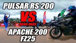 RS 200 🆚 FZ25 - APACHE 200🔥Drag Race Fullgass Cuarto de Milla