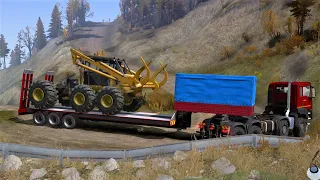 Spintires Mudrunner - MAN TGS 41.480 8x8 Low Loader Trailer - Offroad Transport K900 Skidder 6x6