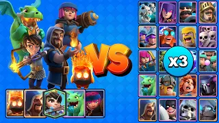 TEAM FUEGO VS TODAS LAS CARTAS X3 | Clash Royale