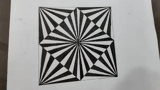How to Draw 3D Geometry Square Optical Illusion Art|Simple Geometric techniques||ART Challenge|