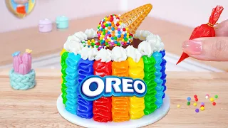 Buttercream Rainbow Cake 🍨 Yummy Miniature Rainbow Ice Cream Cake Decorating | Mini Chocolate Cake