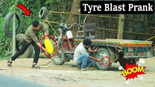 Update Tyre Blast Prank with Popping Balloons  Crazy REACTION with Popping Balloon Prank ( PART 10 )