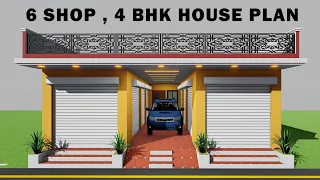आगे मार्किट पीछे घर का नक्शा 30x60 dukan or makan ka design 30*60 house with car parking SHOP PLAN