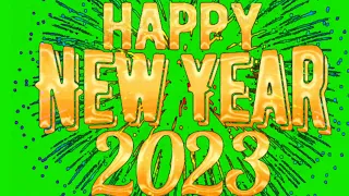 Happy New year 2023 animated sparkling green screen video