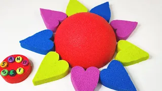 Satisfying Video l How to make Rainbow Flower Cake From Kinetic Sand With Pillar Cutting ASMR