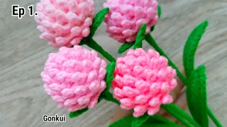 Ep1. Flower ❤️ Easy Crochet Gomphrena Pink Flower Tutorial | Crochet Flower Bouquet #crochetflower