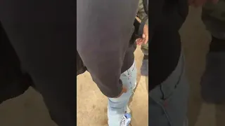 Kid get purple jean tag ripped off😂#highschool #connecticut #shorts #kingcid #prank #publicreaction