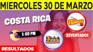 Sorteo 1:00pm Nuevos Tiempos y 3 Monazos Medio día del Miércoles 30 de marzo del 2022