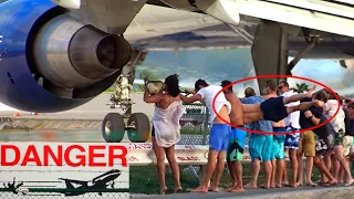 8 spectacular & dangerous Jet Blast Videos from Maho Beach at St. Maarten with different aircraft