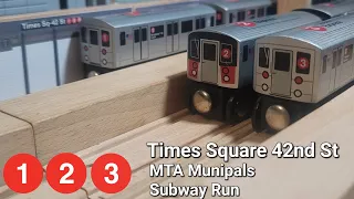 MTA Munipals Times Square - 42nd Street 1 2 & 3 trains Subway Run!!! #mta #munipals #mtasubway