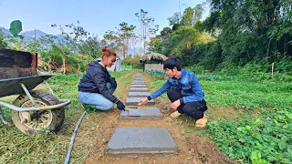 Together with his brother Kong to build a concrete road, Lý Mai Farmer