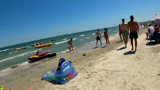 Fratelli Beach Mamaia, Black Sea July (walk on the beach) - Romania, Constanta, La Plaja