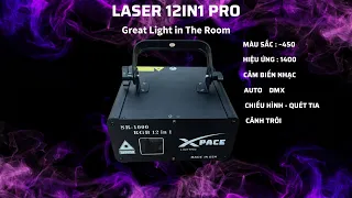 Đèn Laser 12IN1 Chính Hãng XPACE Chiếu Hình Quét Tia 3D Siêu Ảo