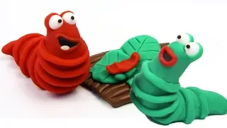 DibusYmas Colored caterpillars 💕Superhero Play Doh Stop motion cartoons for kids