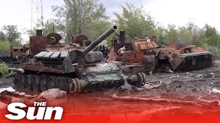 Russian tanks and weapons lay abandoned in recaptured Ukrainian city of Izium