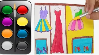 How to Draw Dresses for Kids , Woman Dress Drawing , Dress Drawing for Kids, Jassu Kids Arts