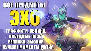 OVERWATCH | ВСЕ ПРЕДМЕТЫ НА ЭХО | ГРАФФИТИ,ОБЛИКИ, ПОБЕДНЫЕ ПОЗЫ, РЕПЛИКИ, ЭМОЦИИ