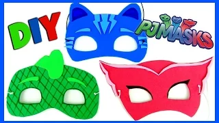 PJ MASKS Disney MASK DIY EASY AS 1 2 3 . CATBOY, OWLETTE, GEKKO