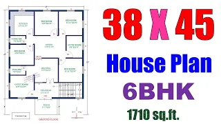 38 X 45 feet House Plan | घर का नक्शा 38 फ़ीट X 45 फ़ीट | Ghar ka Naksha