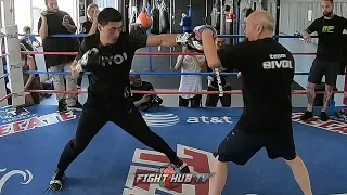 DMITRY BIVOL SHOWS OFF HIS POWER W/HOOKS & UPPERCUTS DURING MITT WORKOUT