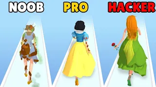 NOOB vs PRO vs HACKER - Princess Run 3D | Gameplay All Levels (Android & iOS)