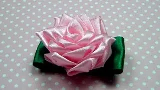 Чайная РОЗА КАНЗАШИ. Мастер-класс / Ribbon Rose, Kanzashi Flower Tutorial / ✿ NataliDoma