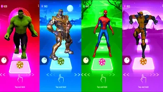 Hulk 🆚 Thanos 🆚 Spiderman 🆚 Wolverine X-Men | Marvel Comics | Tiles Hop Fun Ball