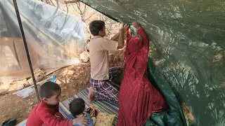 Documentary about Building a canopy by nomadic husband with 3 children in the mountains | Part 30