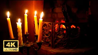 Relaxing fireplace music 1 hour, Fireplace sound,Fire burning wood,beautiful Piano with Candles,FP25