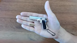 Mini Colt M1911 Gun Keychain with Bullets Unboxing 2022 - Miniature Toy Pistol in 1:3 Scale