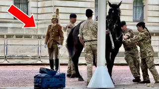 TROOPER'S HORSE GETS TAKEN IN DURING SOAKING CONDITIONS FOR PRECAUTIONARY MEASURES