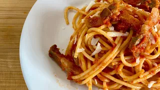 ITALIAN PASTA AMATRICIANA ORIGINAL recipe with Homemade GUANCIALE 😋 How to Make Pasta AMATRICIANA
