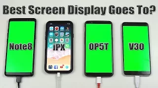 Who's Got The Brightest Screen Display? (iPhone X vs Note 8 vs OnePlus 5T vs LG V30) [4K] 21:9