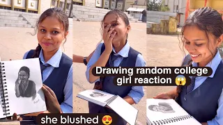 Surprising a random girl with her drawing 😱😍 | her reaction was crazy 💫