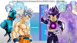 Goku & Grand Priest VS Vegeta & Zeno POWER LEVELS - DBS / SDBH