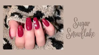 Dip powder nails - sugared snowflake tutorial ❄️