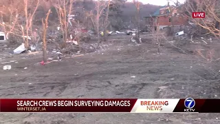 Surveying tornado damage in Winterset, Iowa