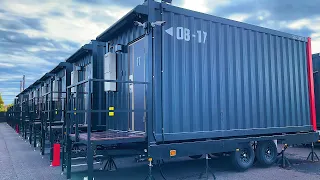 Japan Container Hotel with Trains Passing by