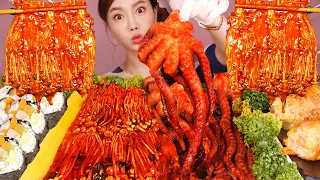 [Mukbang ASMR] Spicy Small octopus 🐙  Enoki Mushrooms & KIMBAP SET 💛  Eatingshow Ssoyoung