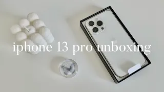 UNBOXING iPhone 13 Pro Silver 🦋 + accessories and setup