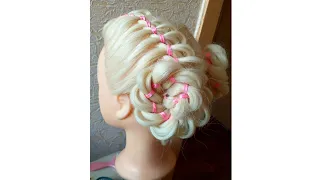 Двухпрядная коса с лентой✌/Two-row braid with ribbon