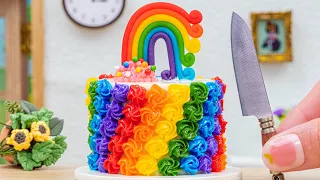Miniature Rainbow Cake Decorating | Tiny Rainbow Cake, Tiny Chocolate Cake By Yummy Bakery
