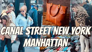 [4K] New York, View of street vendors selling imitation designer 💼 bags around Canal street