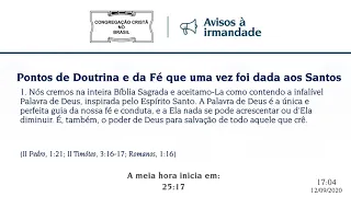 santo culto a Deus (vídeo)12/09/2020 18:00 hs l Samuel 17:12.