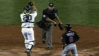 Derek Jeter's relay throw gets out at home in the 2000 World Series