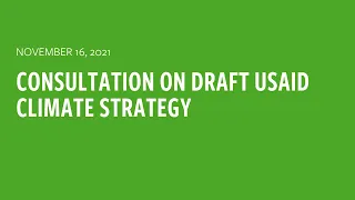 NGO Community Consultation on Draft USAID Climate Strategy