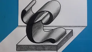 How To Draw 3d Letter C On Flat Paper / Writing Art For Beginners With Pencil - Marker / Easy Trick