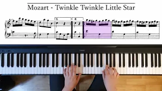 Twinkle Twinkle Little Star 1st Variation - Mozart (with Sheet Music)