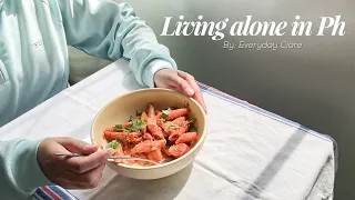 Living alone in the Philippines 🇵🇭 •Easy pasta recipe and Halloween treats• homeboy